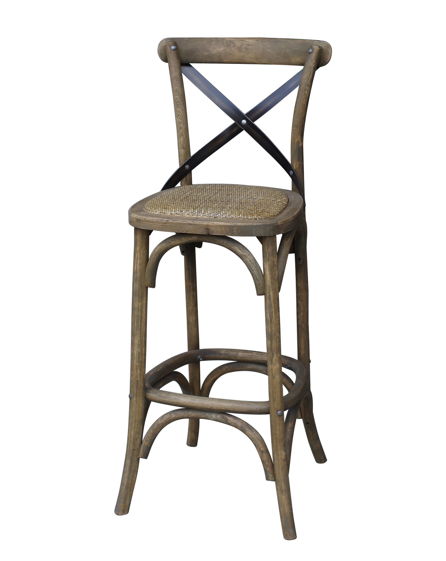 X Bar Stool 29", Oak & Iron - pair