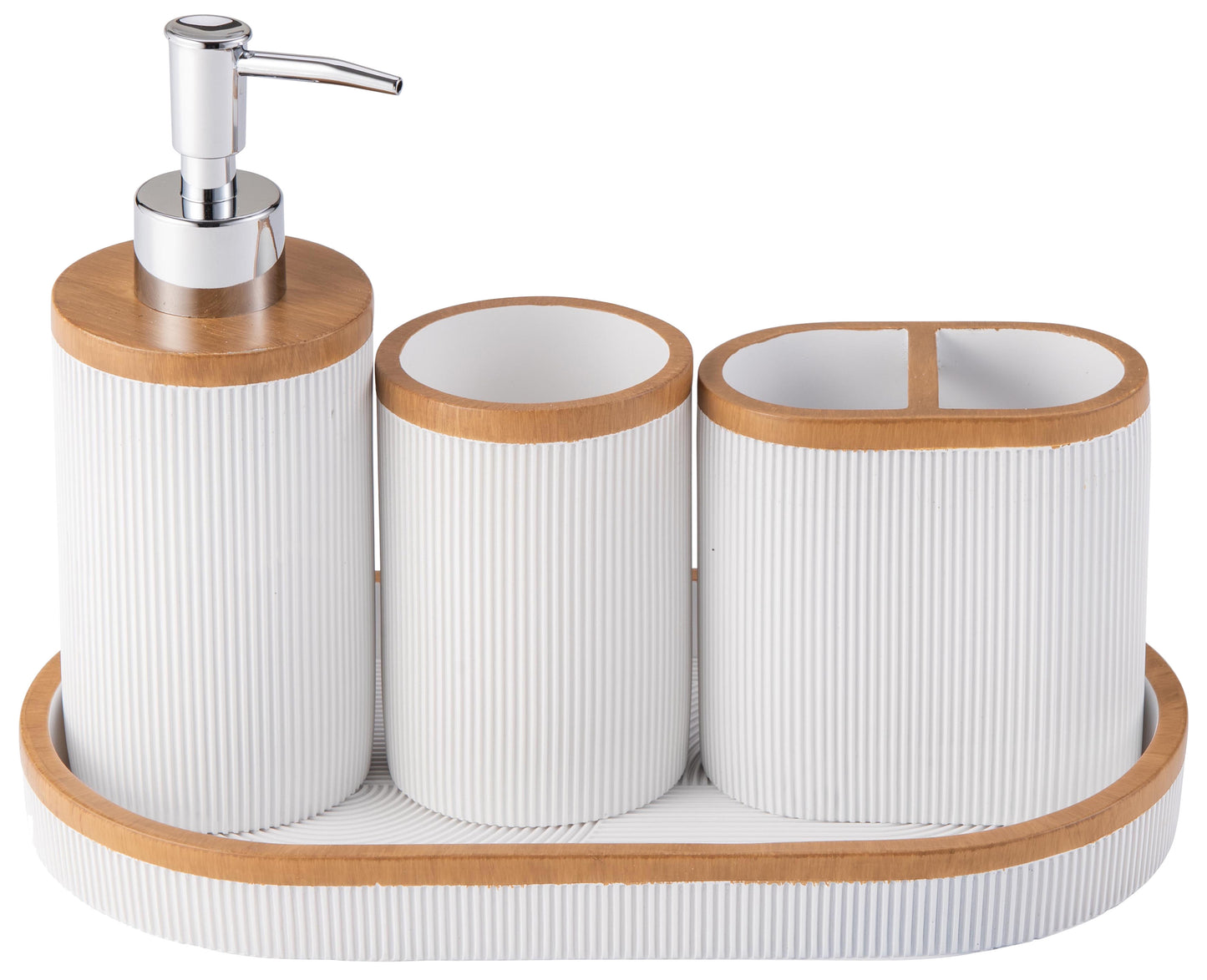 4pc Naomi Resin paint coated Bath Accessory Set White - Kralix
