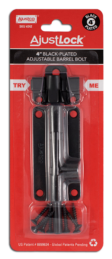 Ajustlock 4" Black Ajustable Barrel Bolt