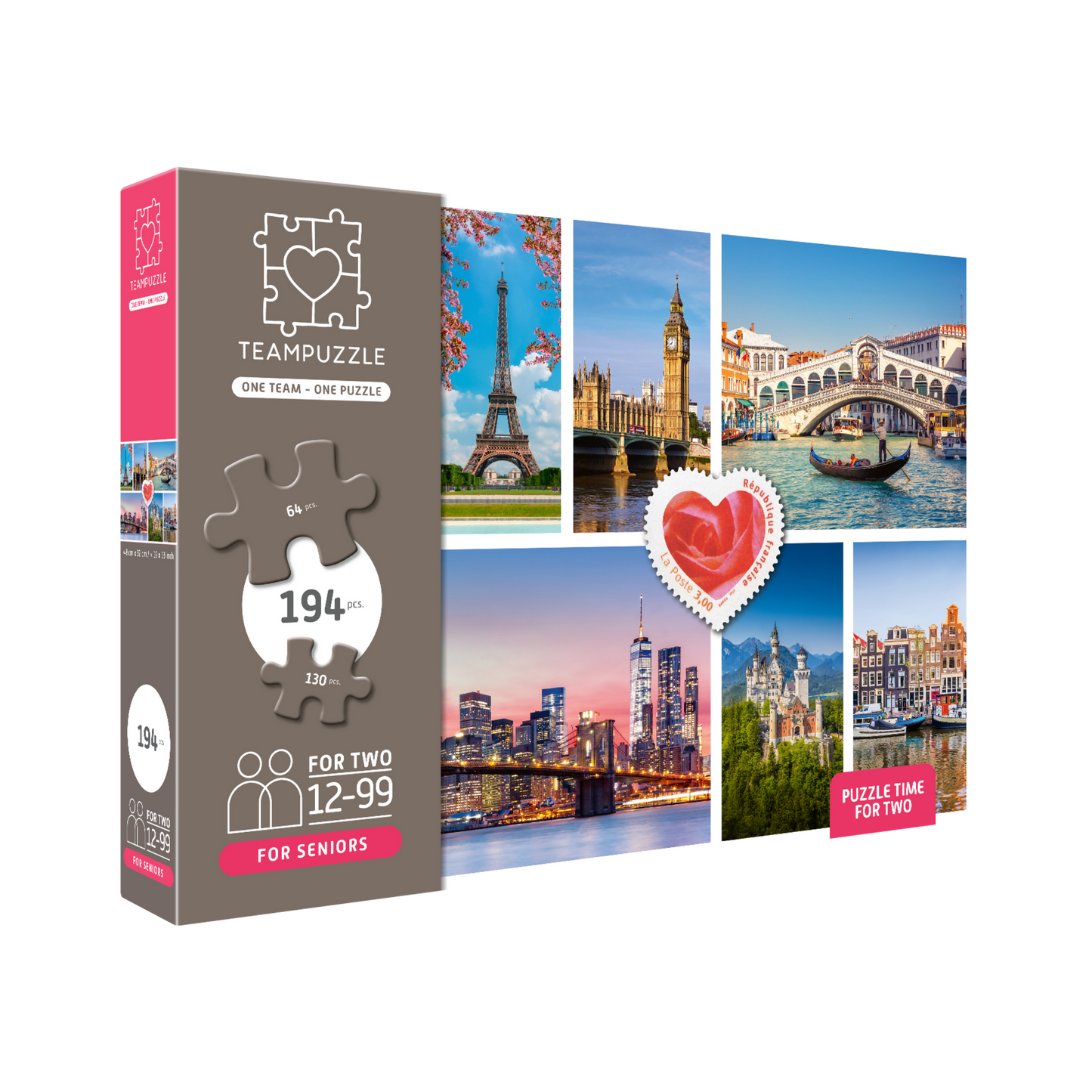 TEAMPUZZLE FOR SENIORS: Cities – 194-Piece Senior Jigsaw Puzzle – Large & Small Puzzle Pieces – Ages 12–99