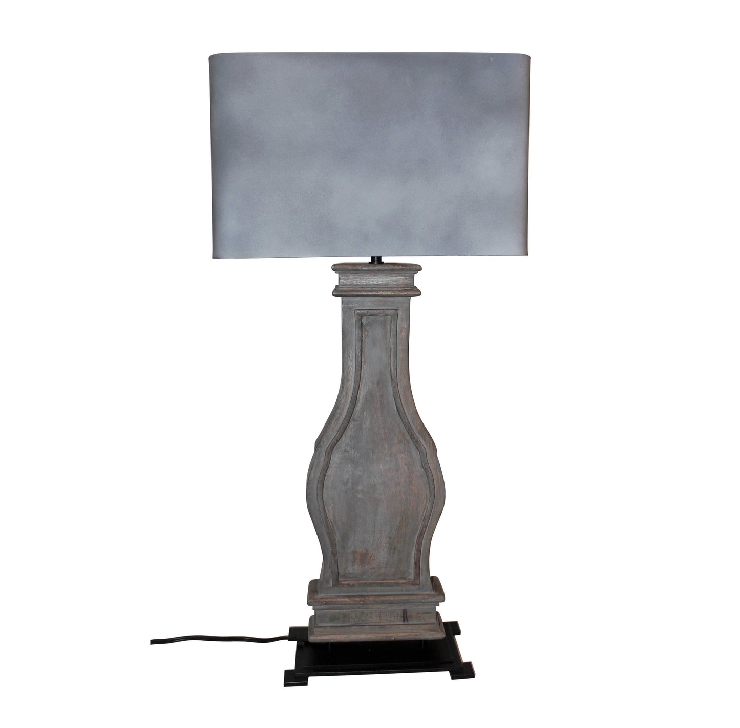 wood Column Table Lamp, 31"