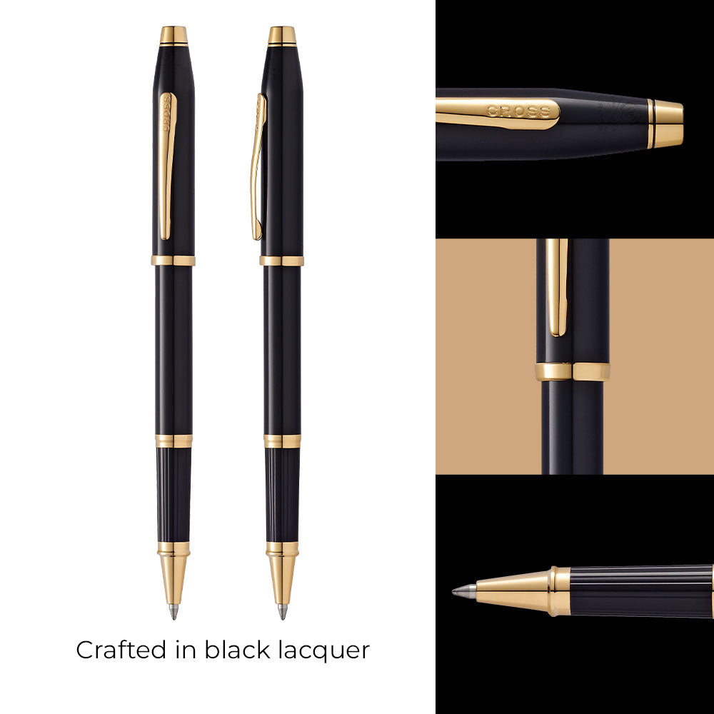 Cross Century II® Black Lacquer with 23KT Gold Plated Appointments Selectip Rollerball Pen