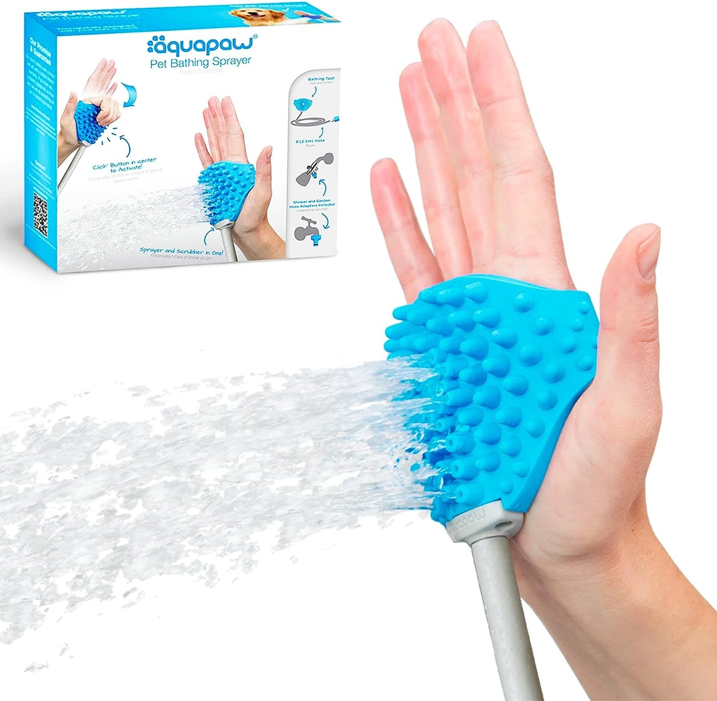 Aquapaw Dog Bath Brush - Sprayer and Scrubber
