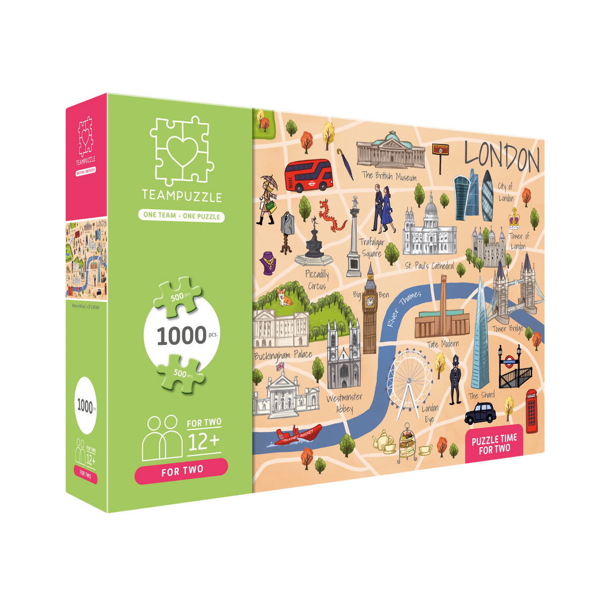 TEAMPUZZLE FOR TWO: London – 1,000-Piece Couple's Jigsaw Puzzle – Includes Scan & Explore – Ages 12+