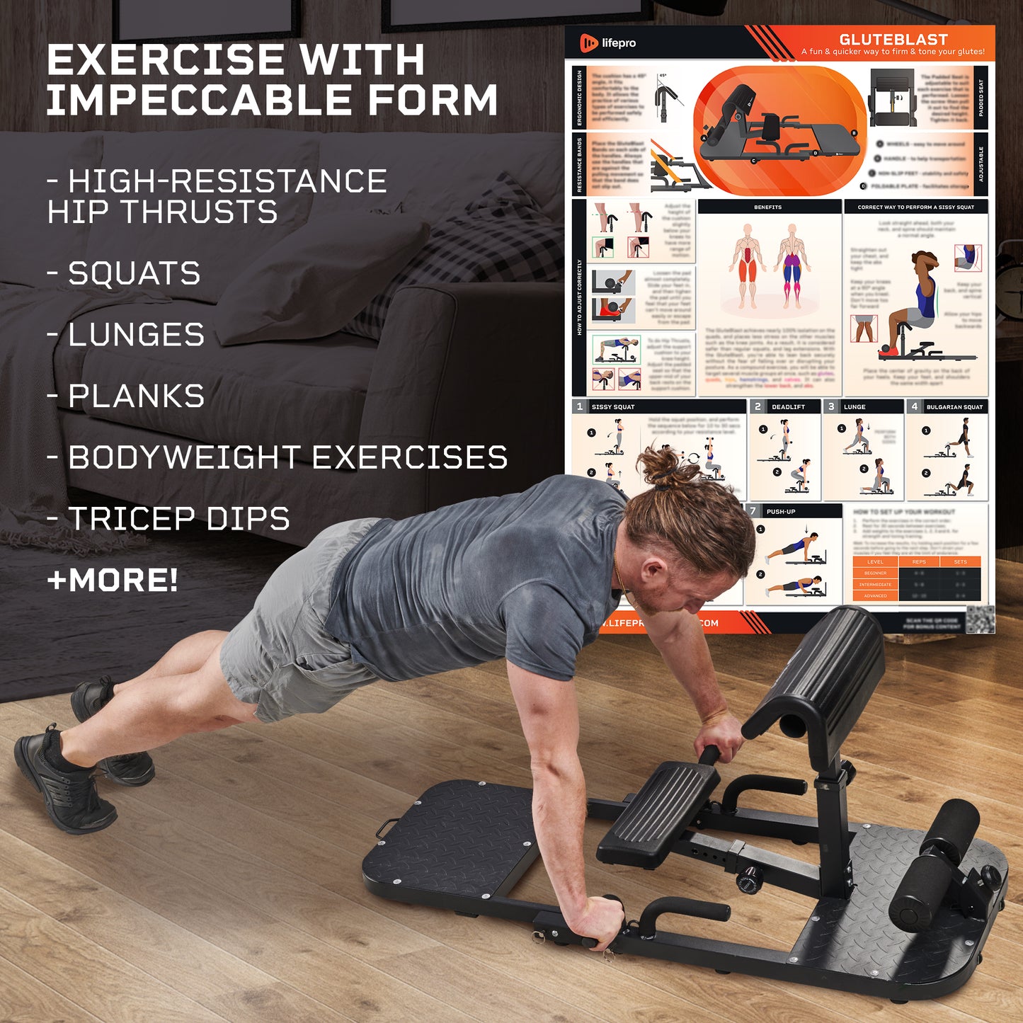 Lifepro 2-in-1 Sissy Squat Machine & Glute Machine - Premium Squat Workout Machine & Glutes Workout Equipment for Home