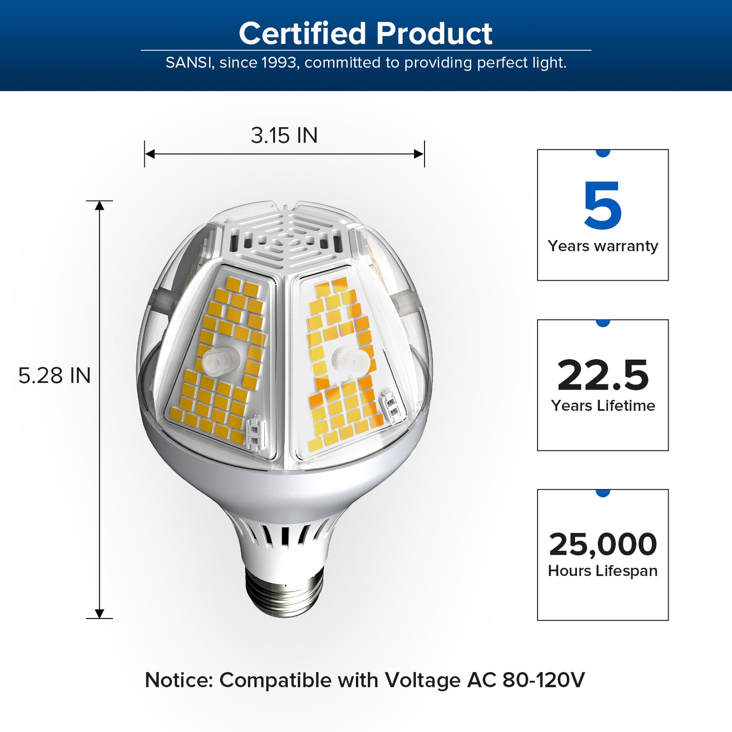 35W 5000K Daylight A21 LED Light Bulb, 450W Incandescent Equivalent