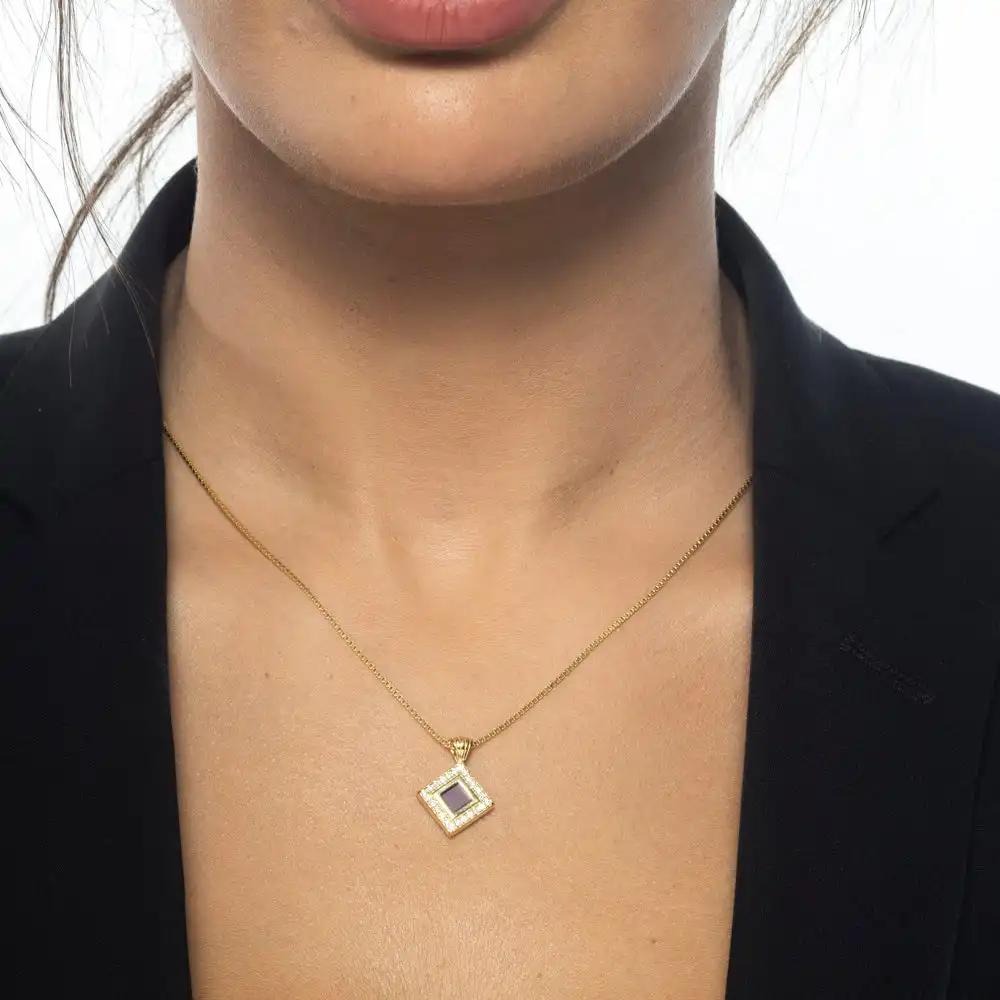 Bond Necklace - 18k Yellow Gold-Plated with White CZ