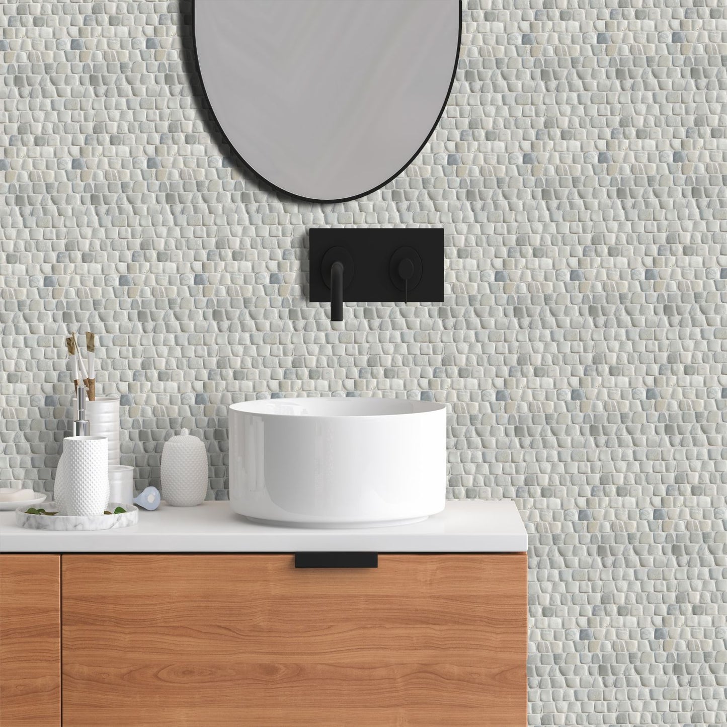 Strip Grey Natural Stone Mosaic Wall & Floor Tile
