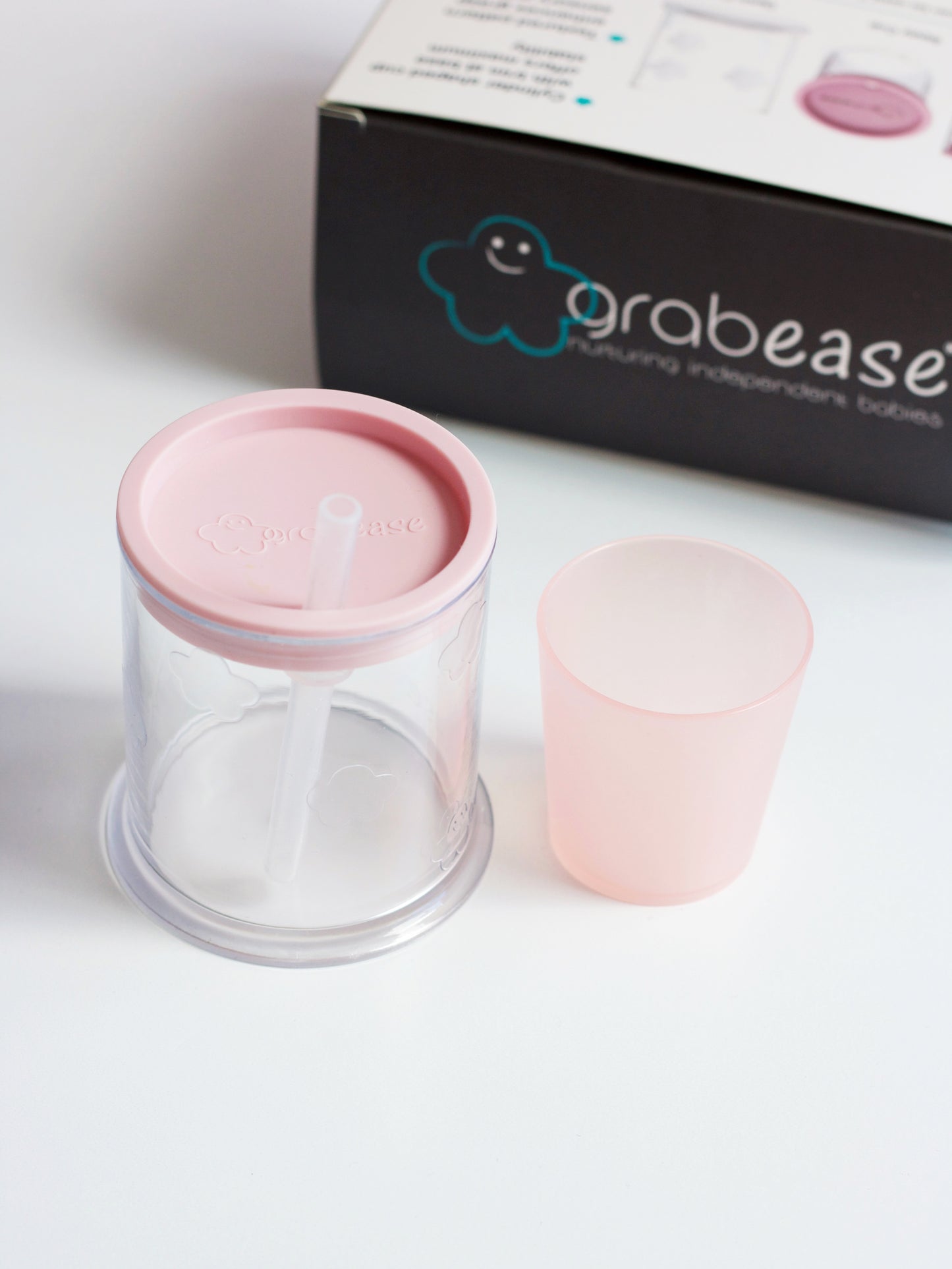 Grabease Spoutless Sippy & Straw Convertible Cup Set, Blush