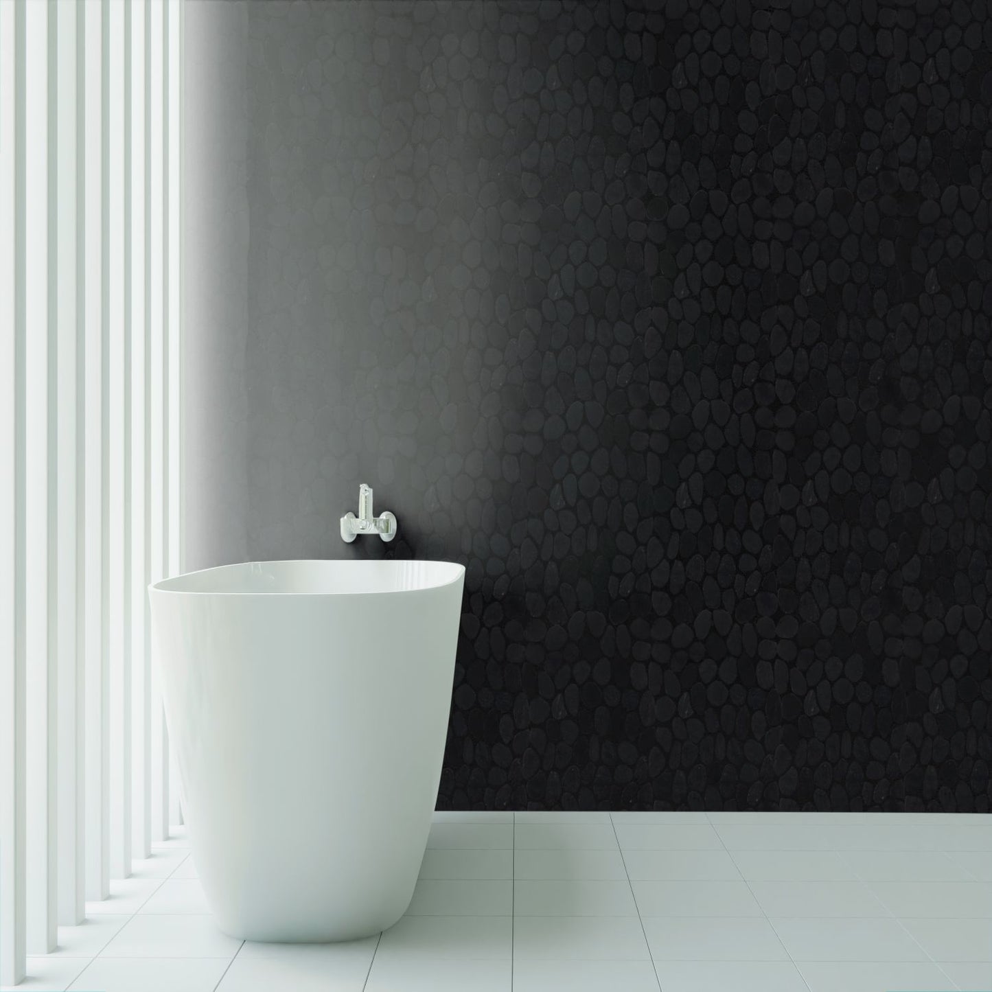 Charcoal Sliced Pebble Mosaic Wall & Floor Tile ( $12.24/sq.ft)