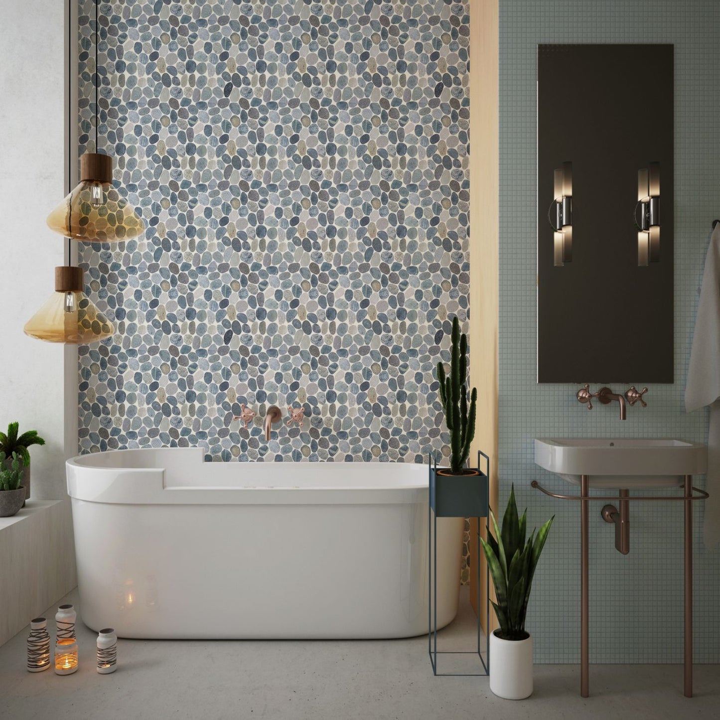 Toba Sliced Pebble Mosaic Wall & Floor Tile ( $12.10/sq.ft)