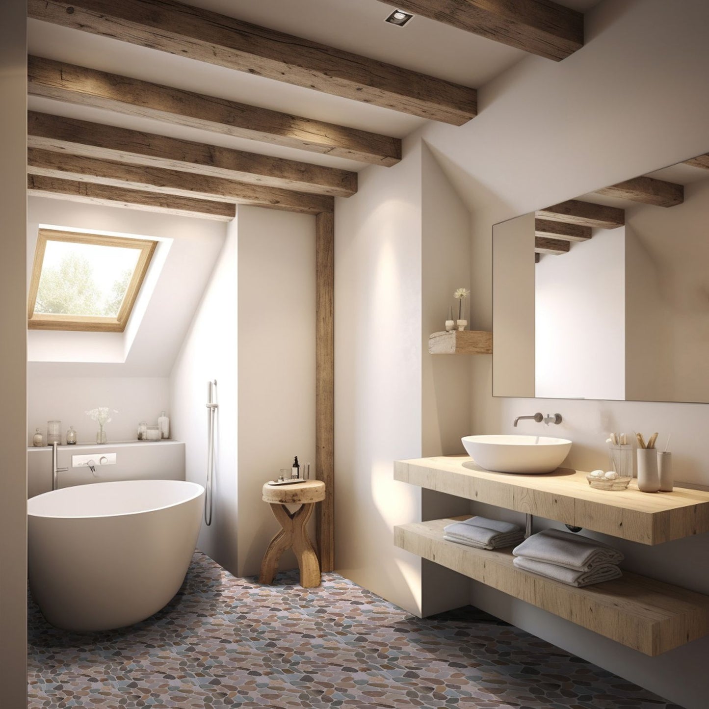Olive Sliced Pebble Mosaic Wall & Floor Tile