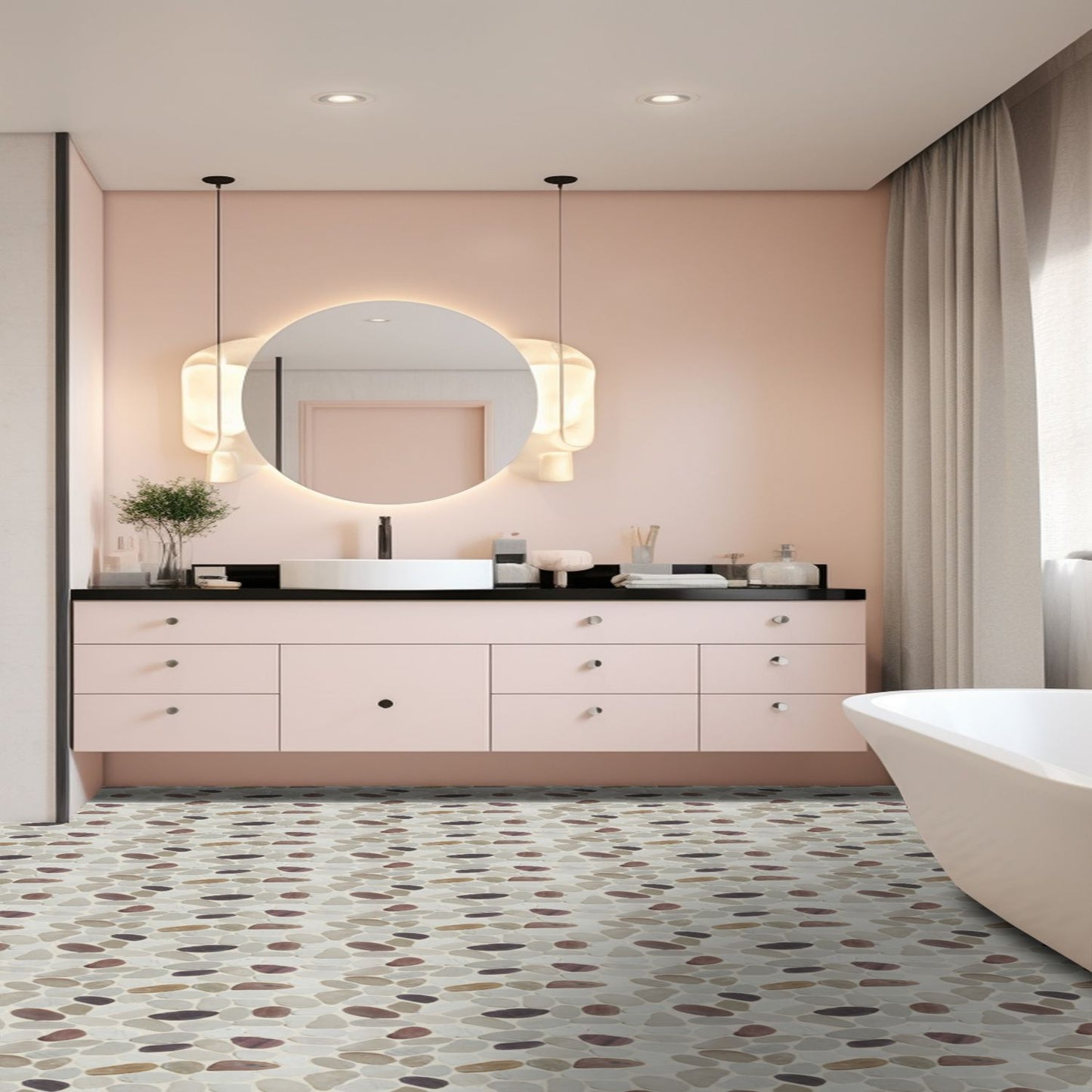 Cherry Sliced Pebble Mosaic Wall & Floor Tile ( $12.52/sq.ft)