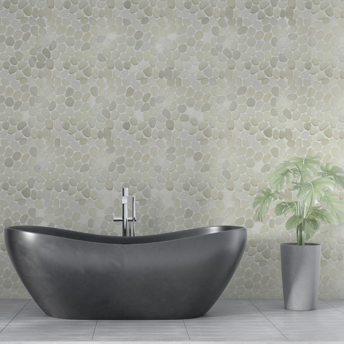 White Pebble Natural Stone Mosaic Wall & Floor Tile