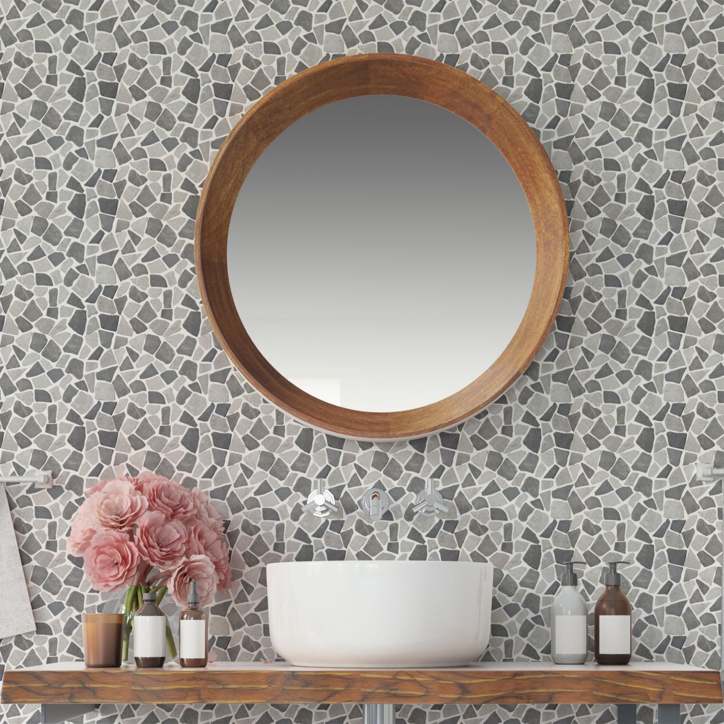 Stone Grey Random Mosaic Wall & Floor Tile