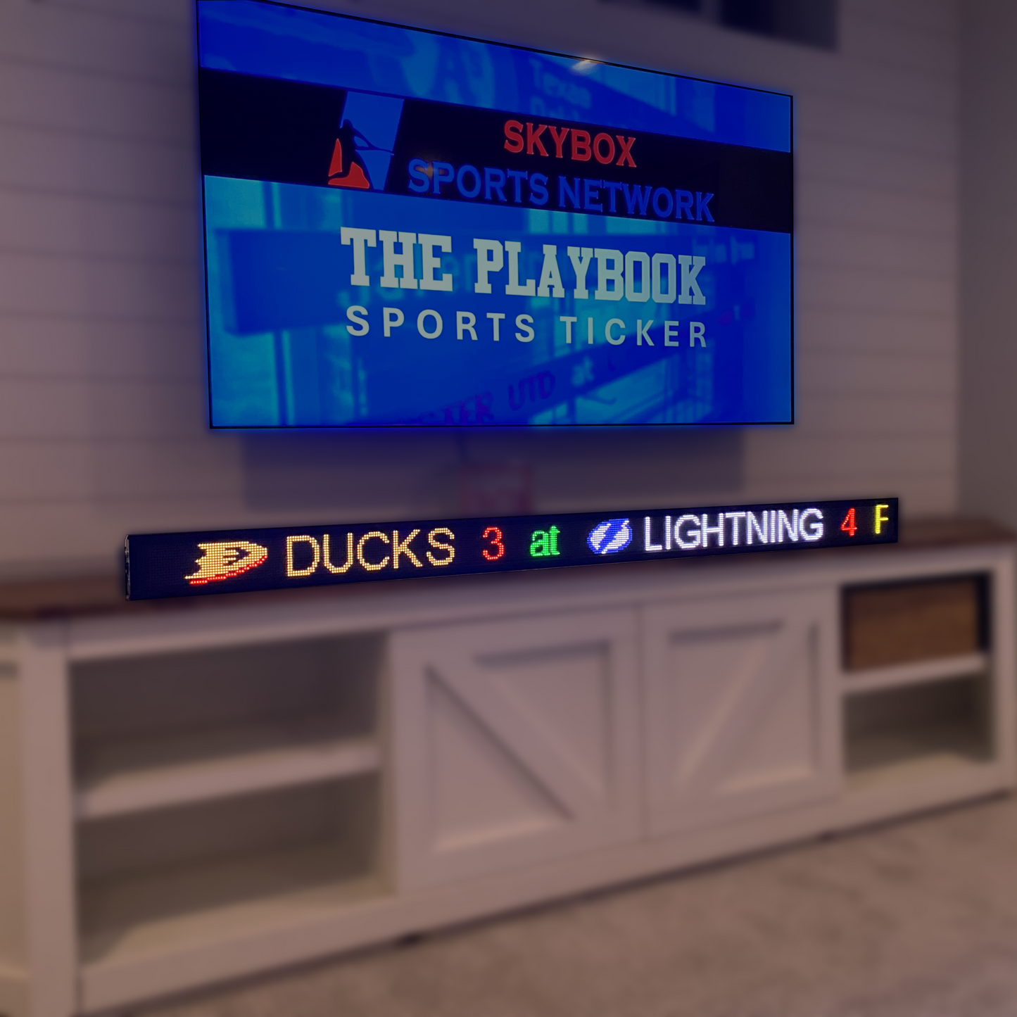 Skybox LED Sports Ticker for Man Caves / The Playbook / 63" Length