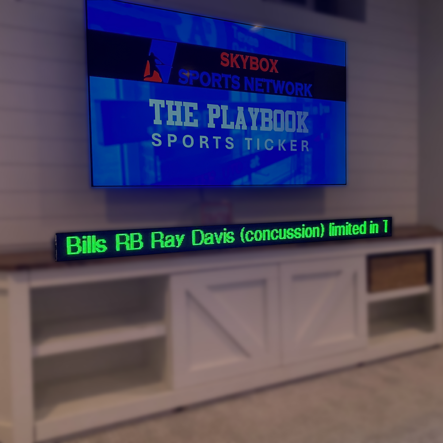 Skybox LED Sports Ticker for Man Caves / The Playbook / 63" Length
