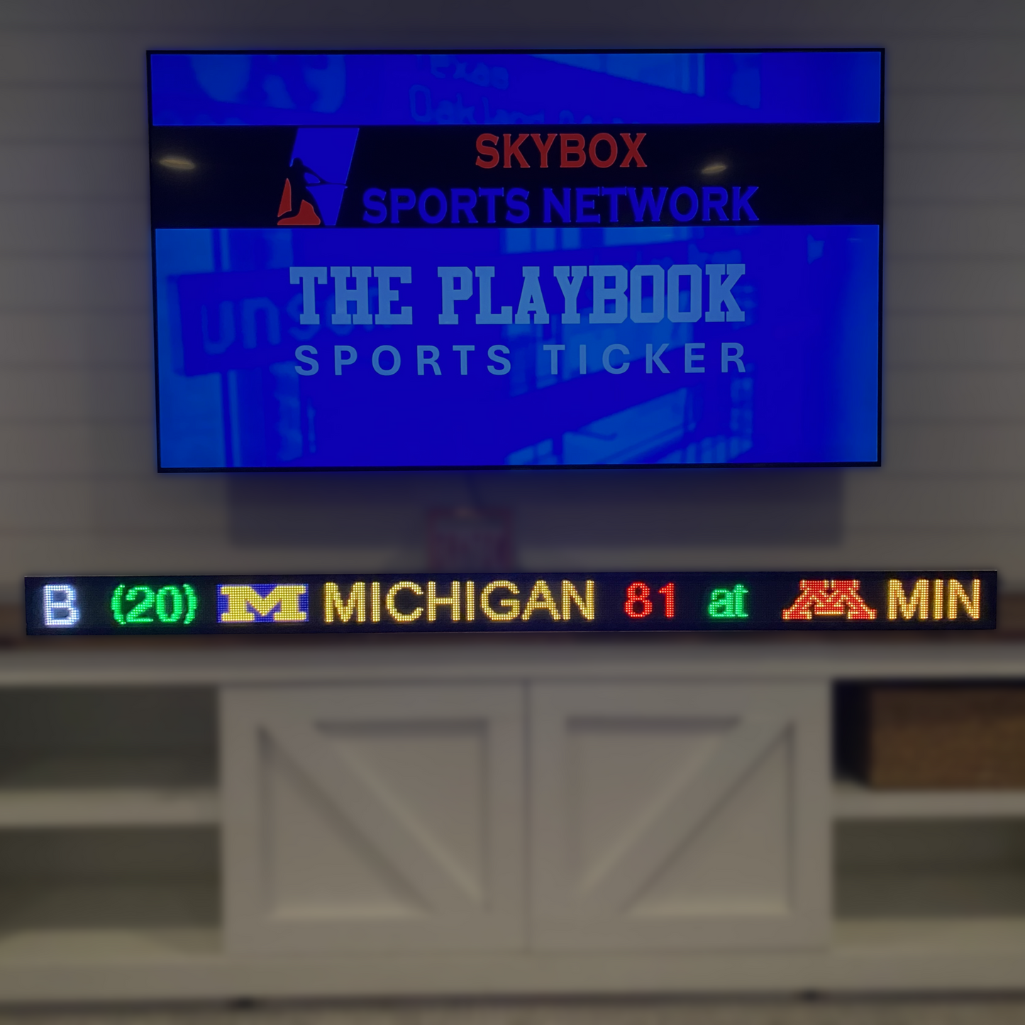 Skybox LED Sports Ticker for Man Caves / The Playbook / 63" Length
