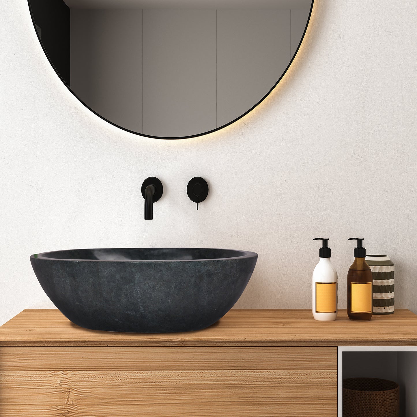 OVAL Basalt Stone Vessel Bathroom Sink