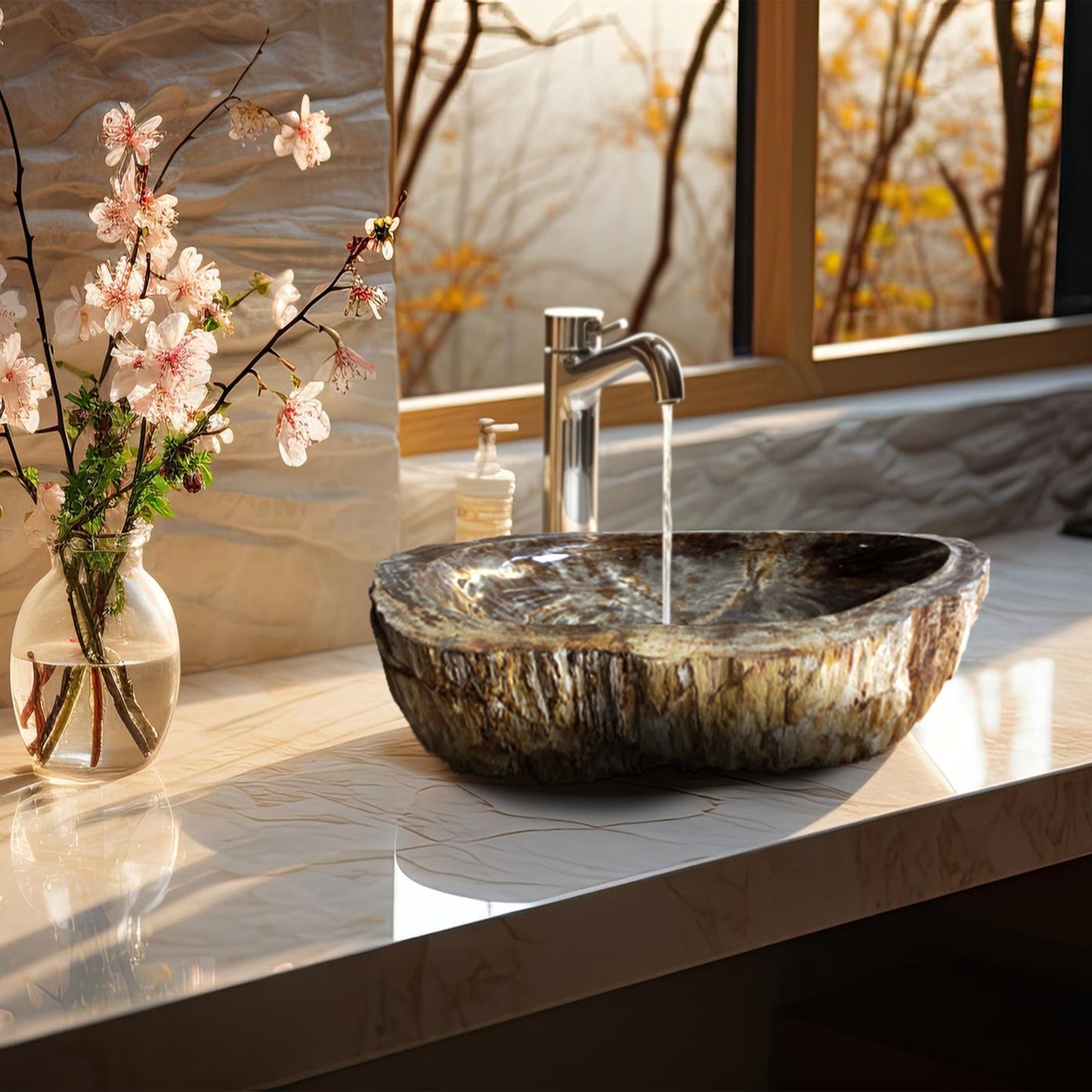WOOD Petrified Wood Stone Vessel Bathroom Sink