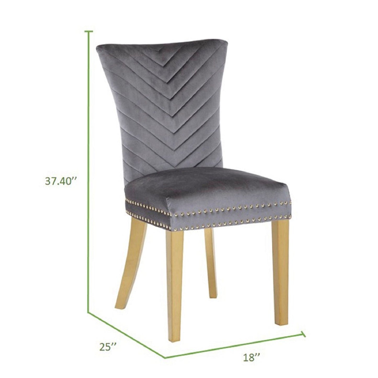 Eva 2 Piece Gold Legs Dining Chairs Finished with Dark Grey Fabric
