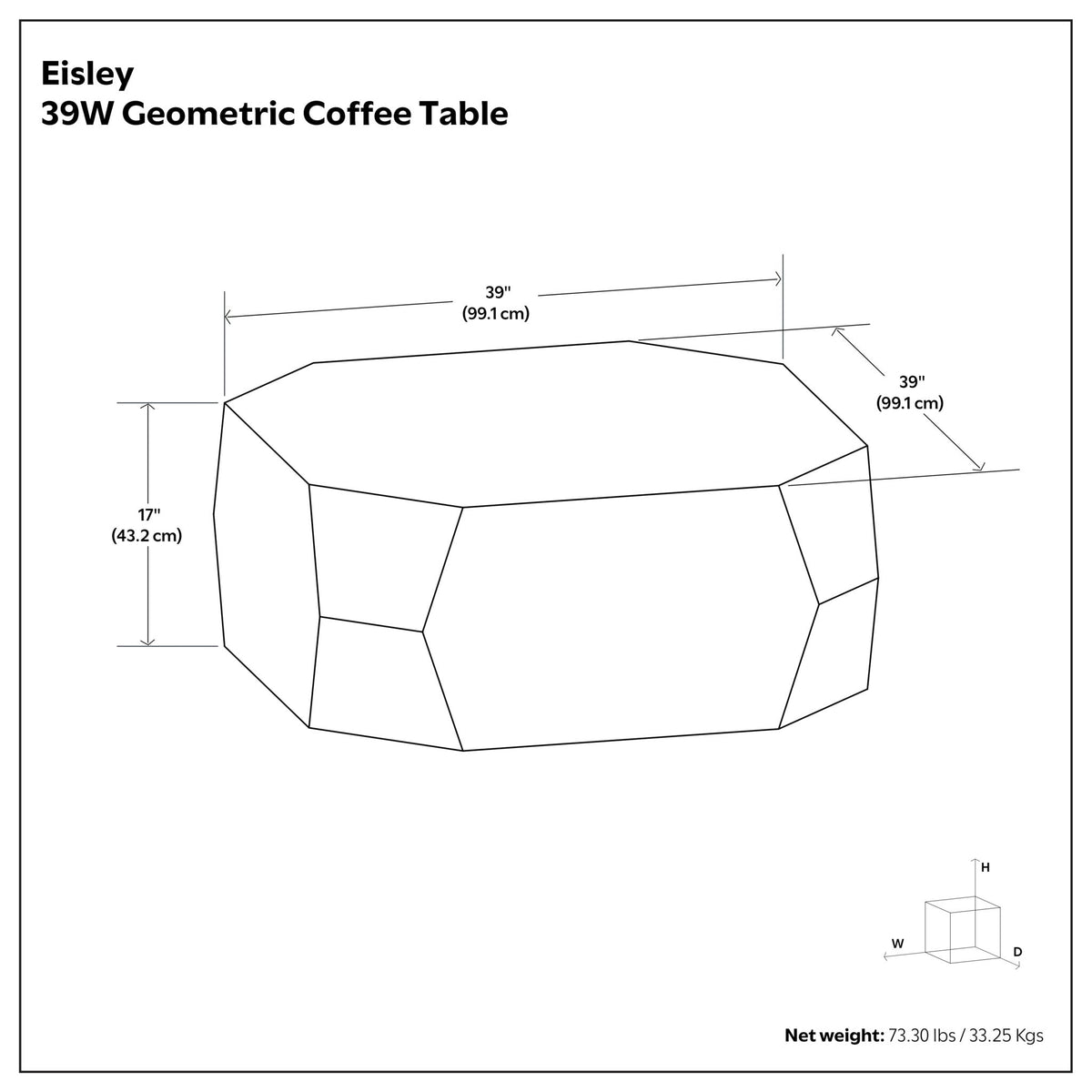 Eisley - Coffee Table With Geometric Design, - Walnut
