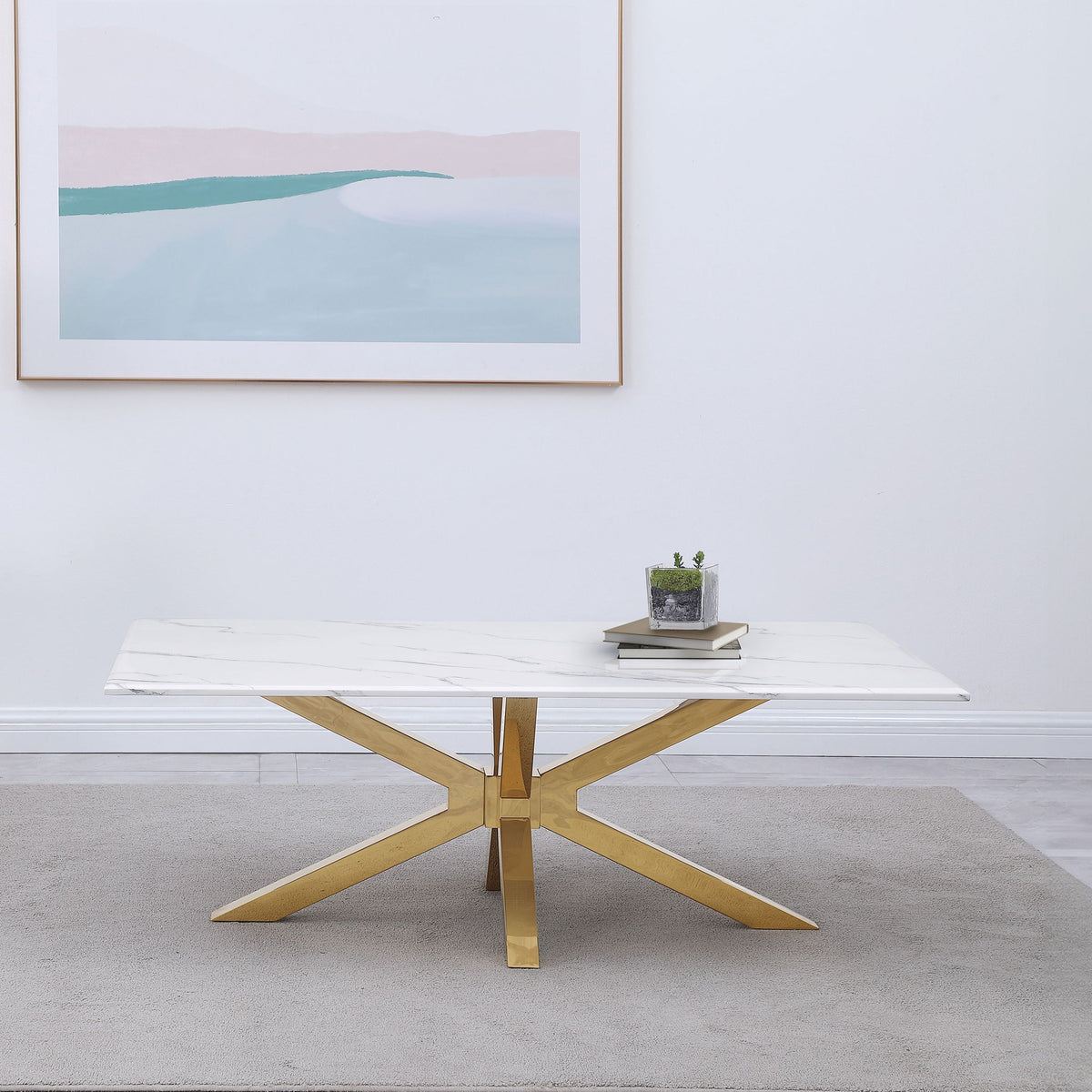 Maciel - Coffee Table With Accents - White Marble