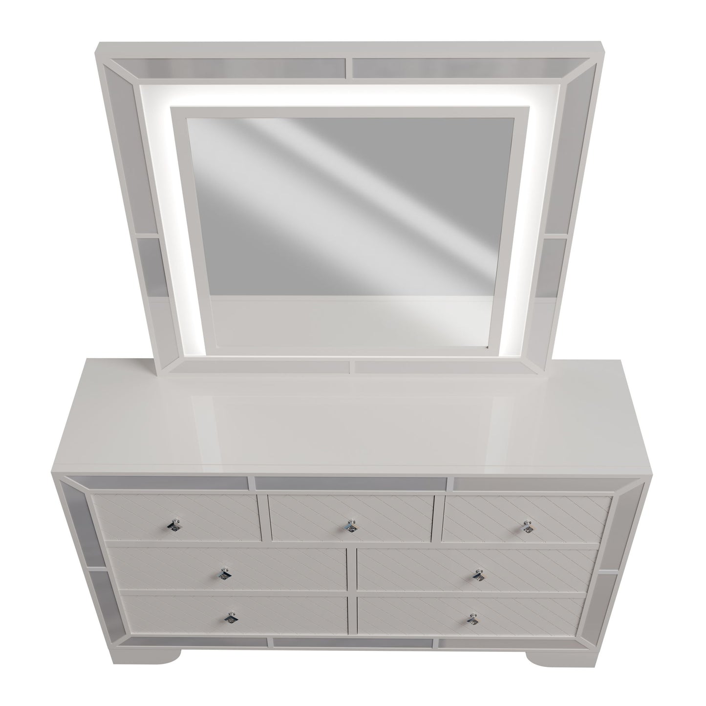1 Piece Dresser With Diamond-Shaped Knob Handles, Bedroom Furniture - Cream