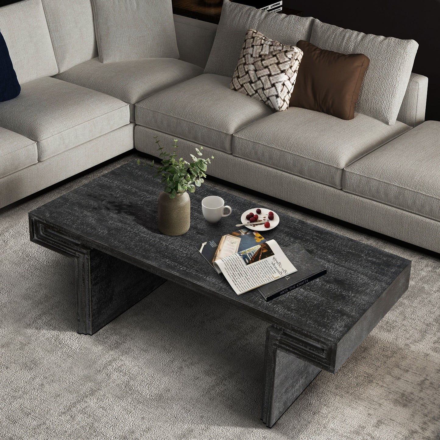 American Vintage Industrial Coffee Table, Double Tier Design