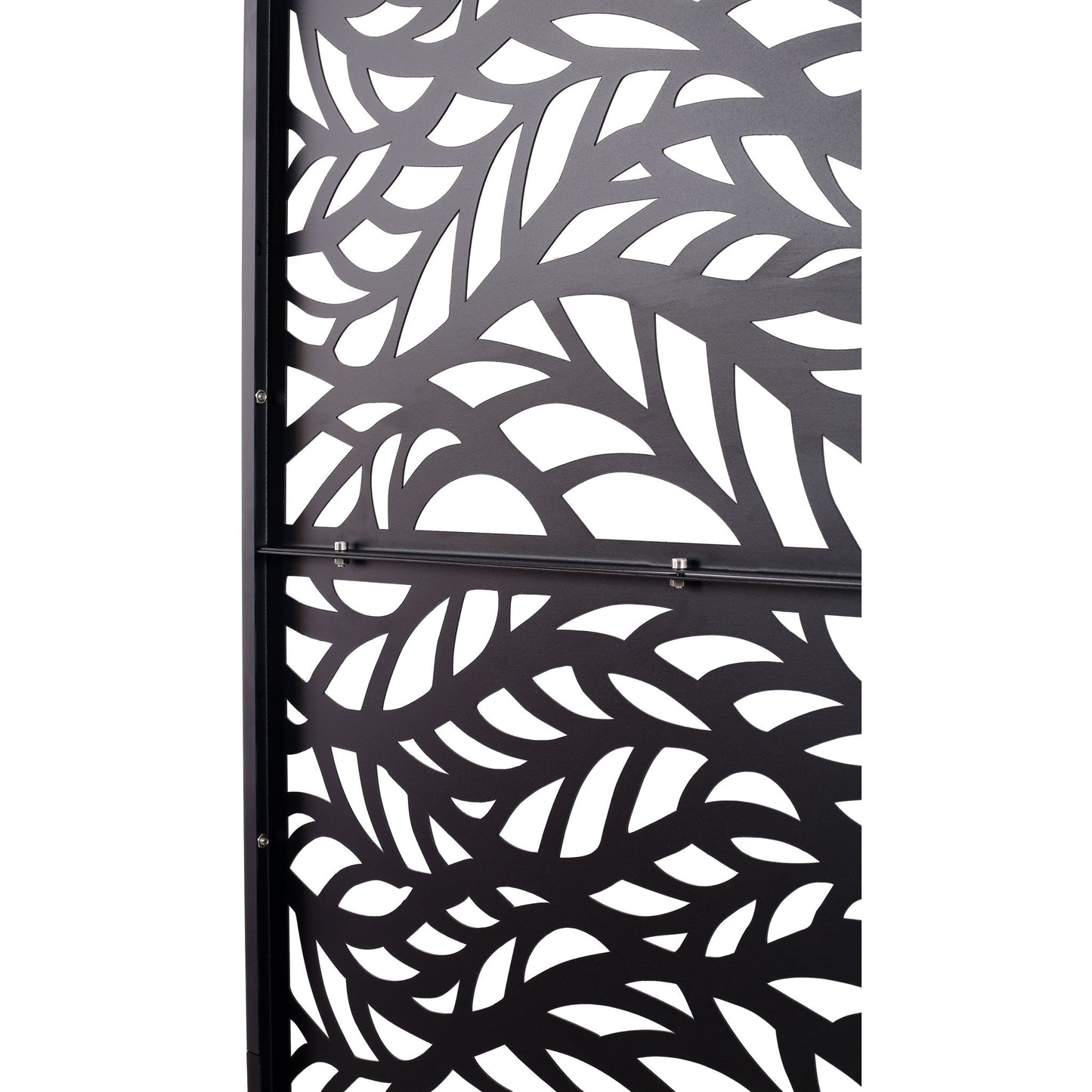 Outdoor & Indoor Privacy Screen Metal Privacy Screen, Freestanding Decorative Privacy Screen For Deck Balcony Patio - Black