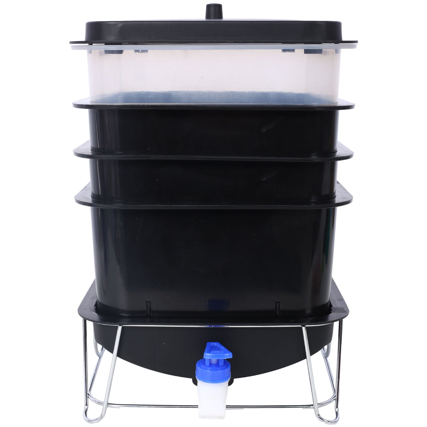 Durable Worm Farm Composting Bin With 4 Tray System For Food Waste Recycling Plastic - Black