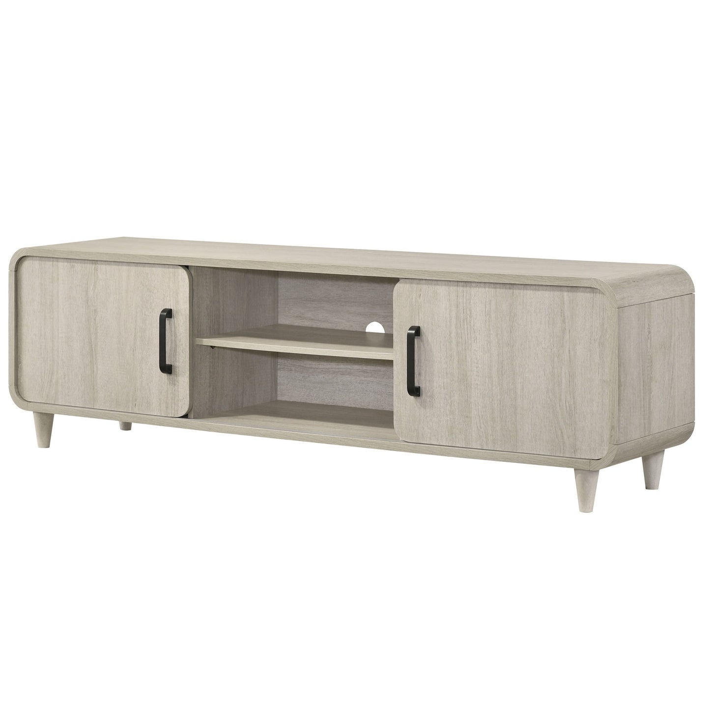 TV Stand With Sliding Doors And Handles, Living Room Furniture - Antique White