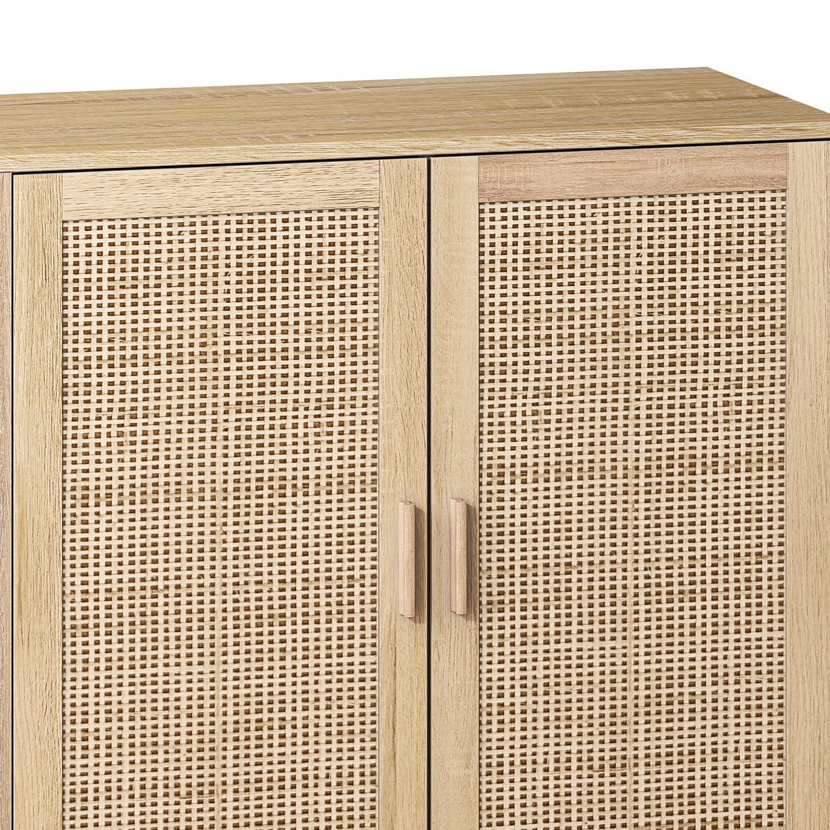 Elegant And Functional Rattan Decorative Storage Cabinet With 4 Doors