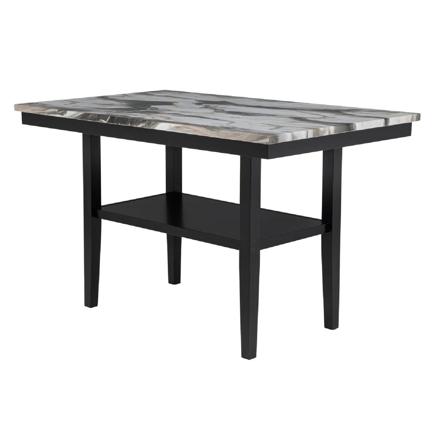 5 Piece Counter Dining Set With Table, Chairs - Black / Brown