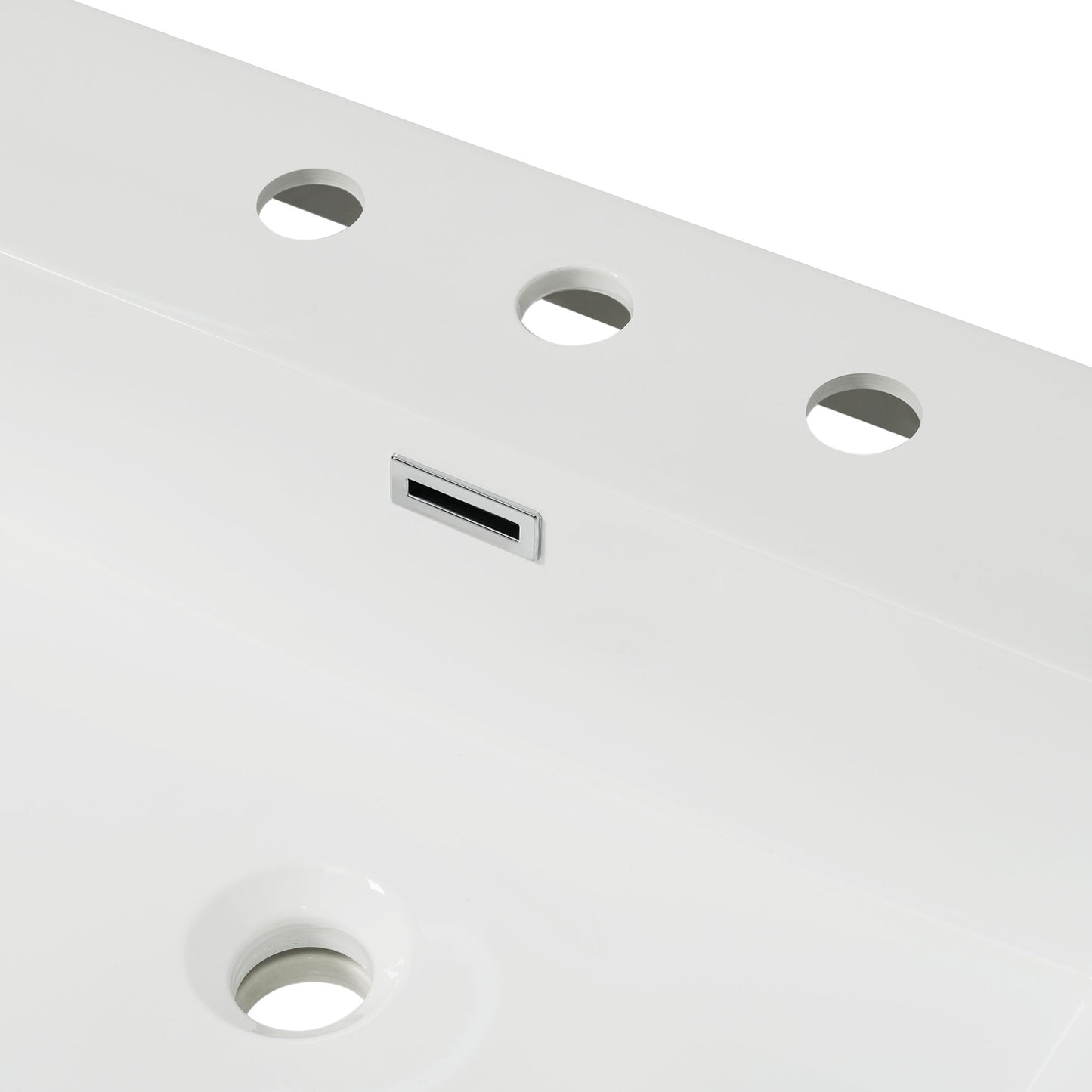 Vanity Top With 3 Faucet Holes, Rectangular Basin For Bathroom - White