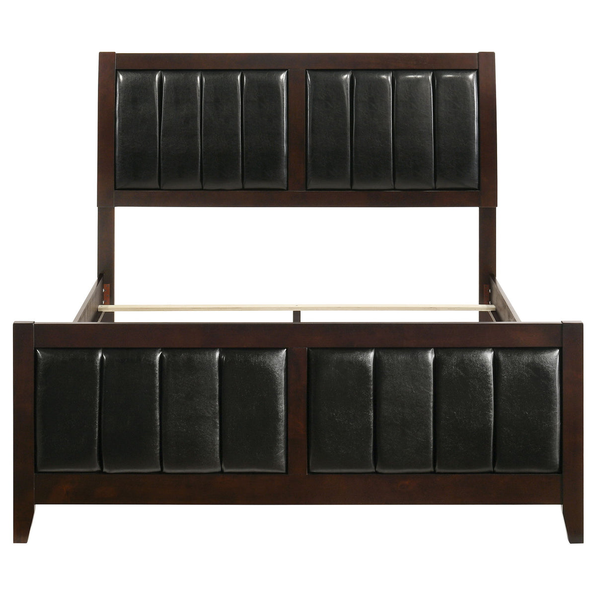 Queen Panel Bed With Upholstered Headboard And Footboard - Brown