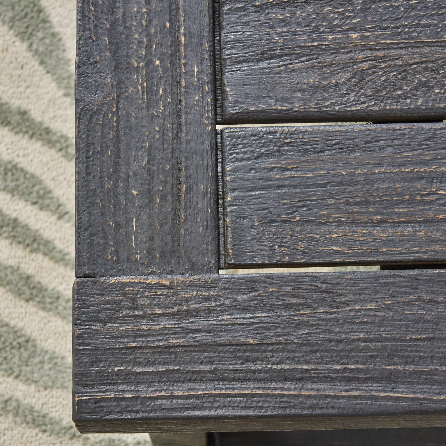 Realm - Outdoor Bench With Slat Panel Top And Base - Dark Gray