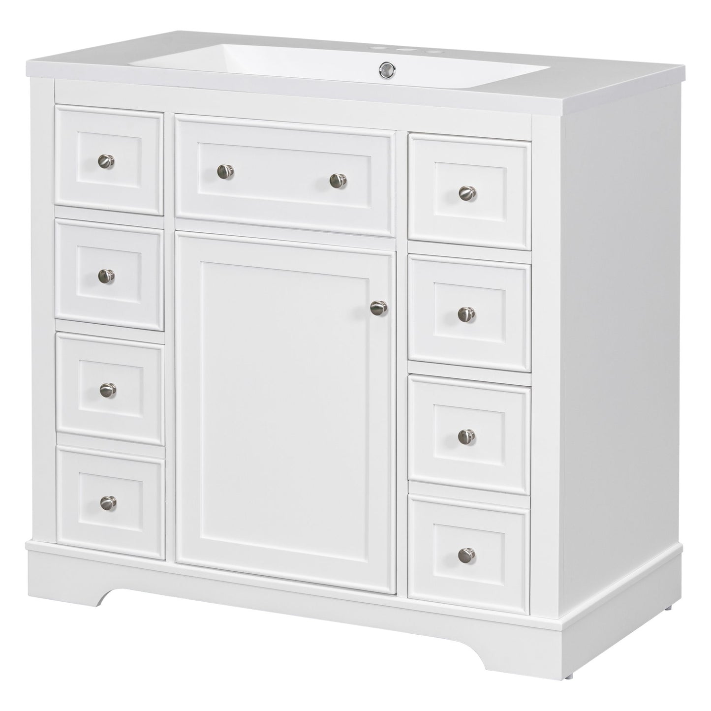 Modern Bathroom Vanity With Sink Combo, 6 Drawers And 1 Cabinet