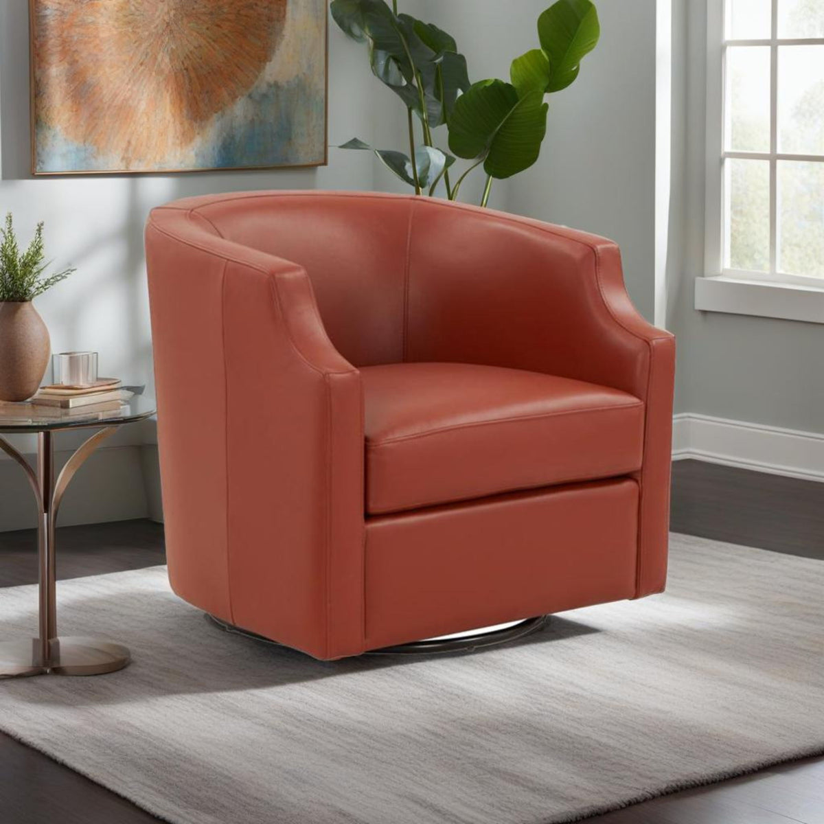 Emmett - Swivel Glider Barrel Chair With Clip Arm Design