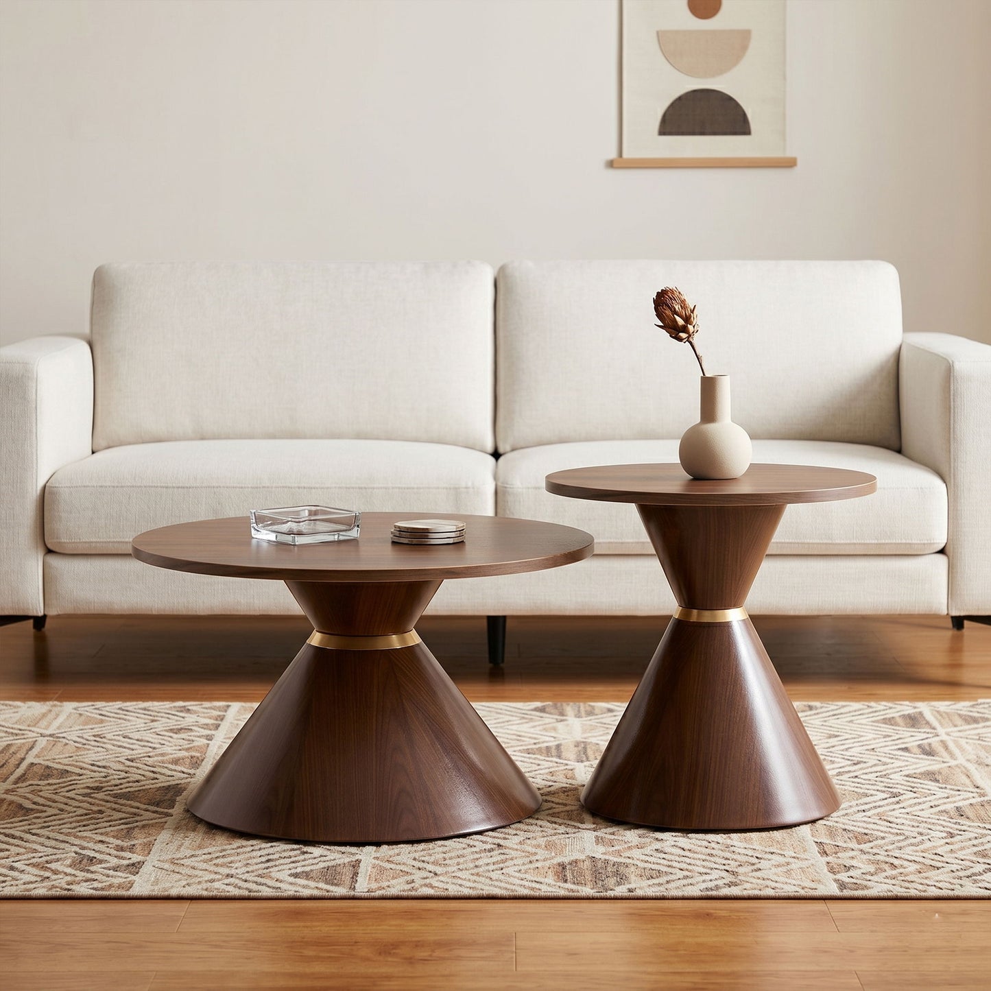 2 Piece Round Coffee Table Set For Living Room