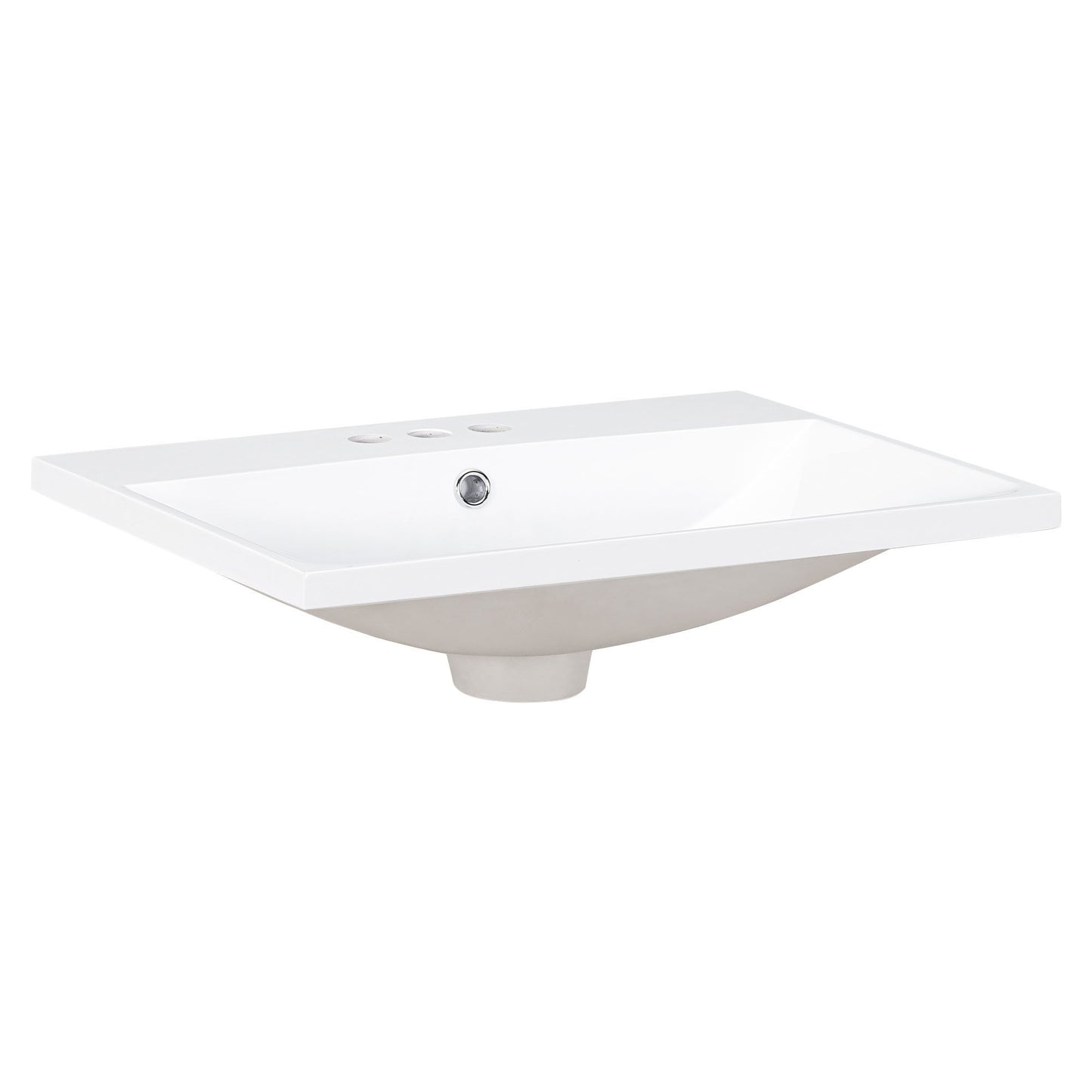 Bathroom Vanity Top, Rectangular Undermount Sink With 3 Faucet Holes, 4" Centerset Compatible - White