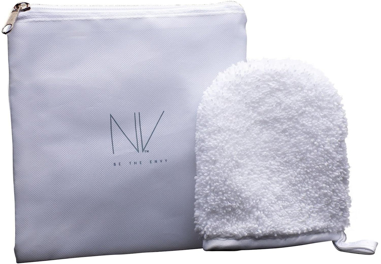 NV Reusable Makeup Remover MITTEN with Pouch, White Micro Fiber