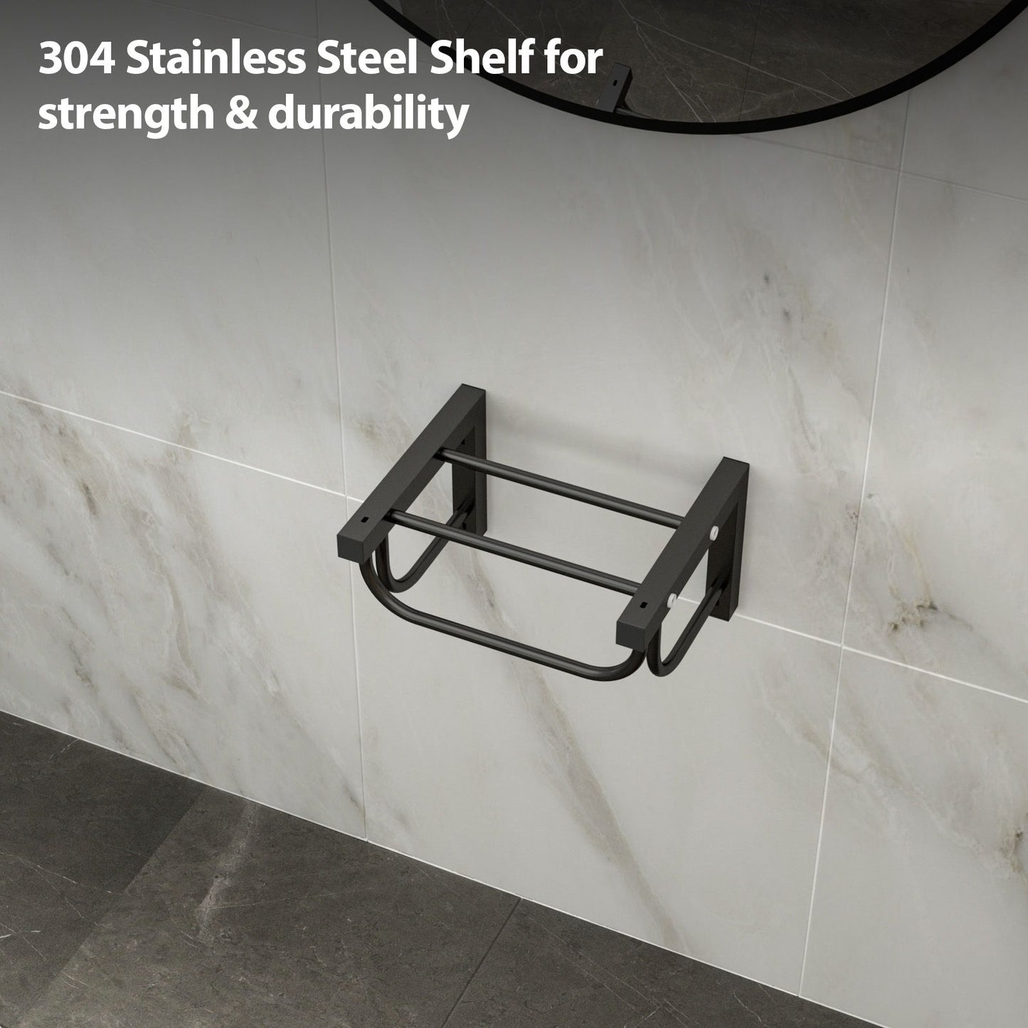 Rectangular Bathroom Sink With Towel Bar & Faucet Hole, Wall Mounted - White