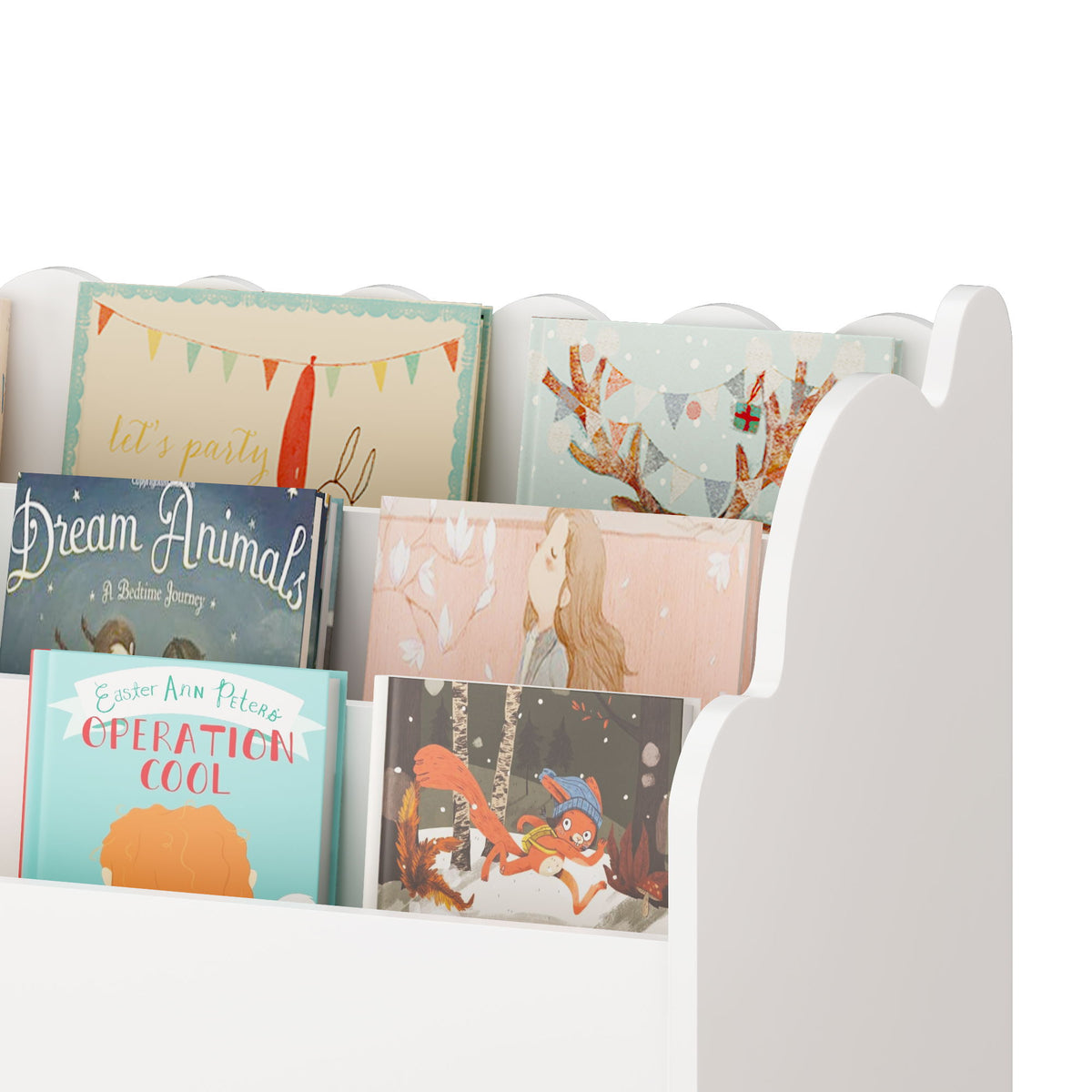 Bookshelf With Storage Bins And Drawer, Multi Functional Book Organizer For Toddlers - White