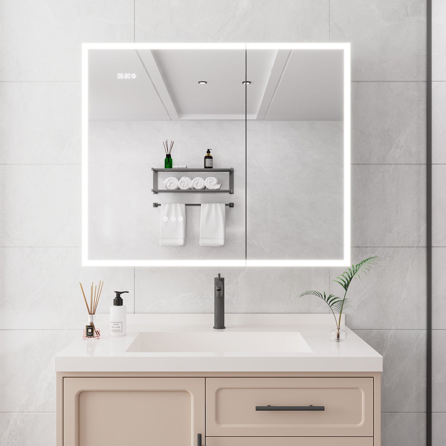 Bathroom Medicine Cabinet With Lights, LED Medicine Cabinet With Mirror, Lighted Medicine Cabinet With Defogger