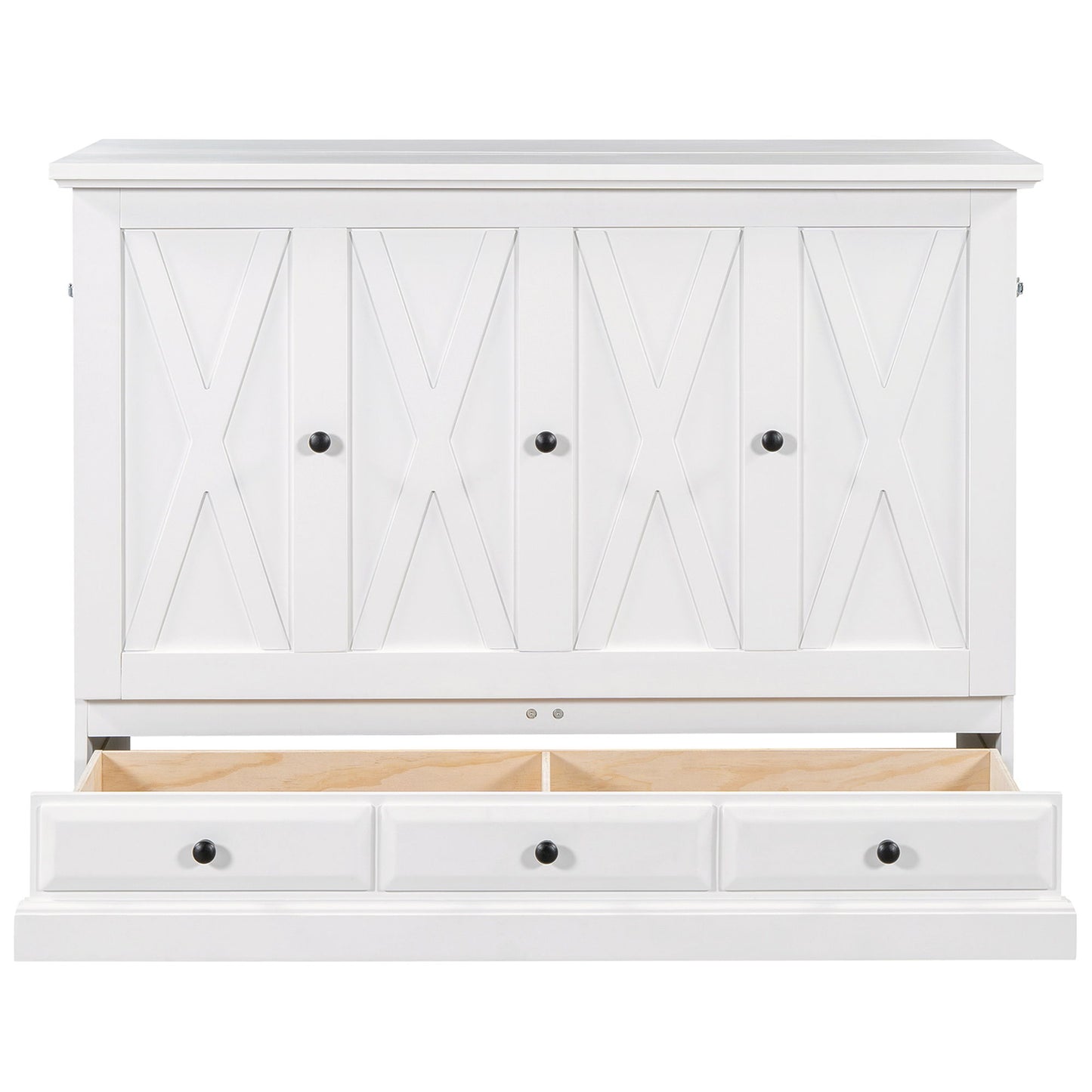 Solid Pine Murphy Bed Chest Cube Cabinet Bed With Charging Station And Large Storage Drawer For Home Office Or Small Room