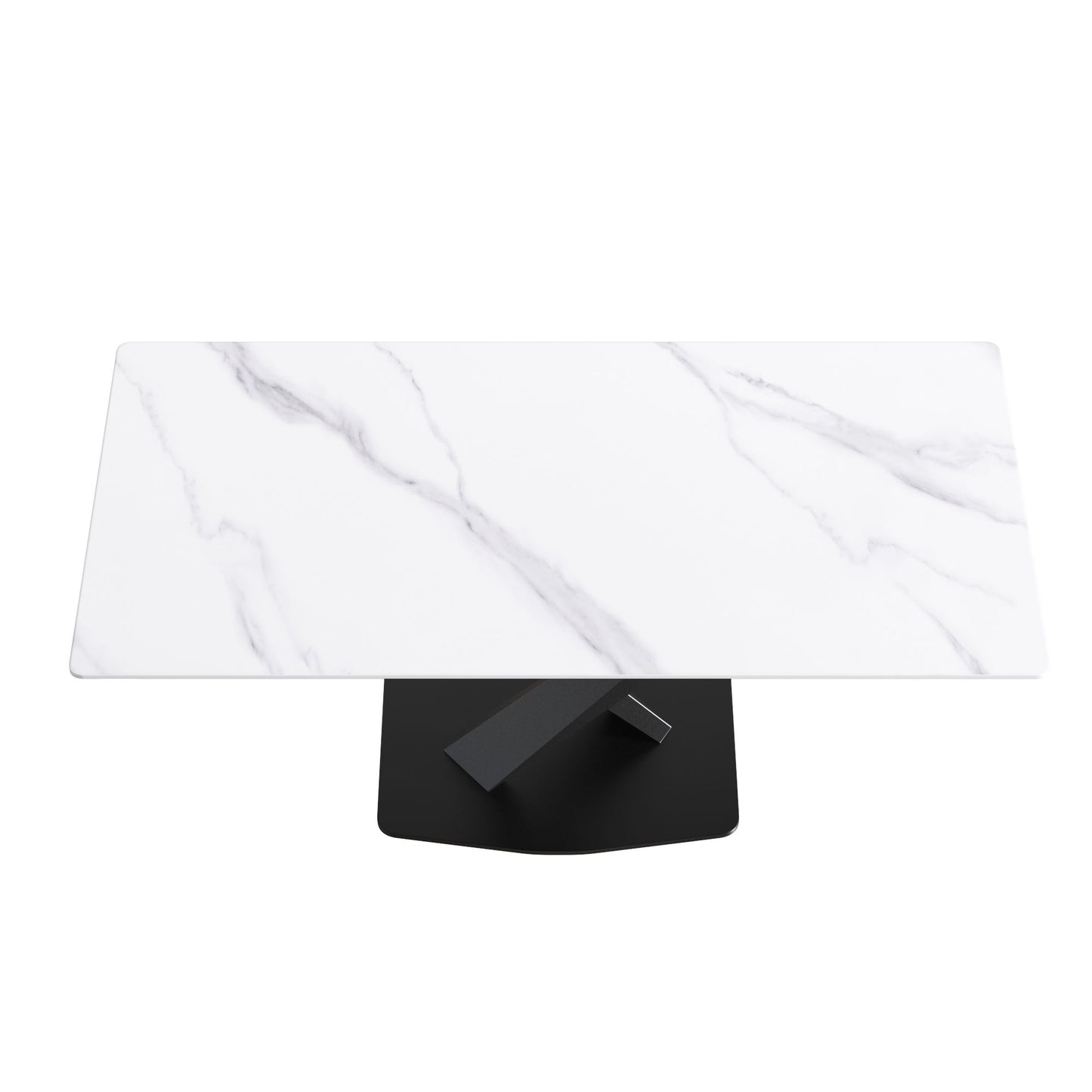 Modern Artificial Stone Straight Edge Metal X Leg Dining Table, 6 People