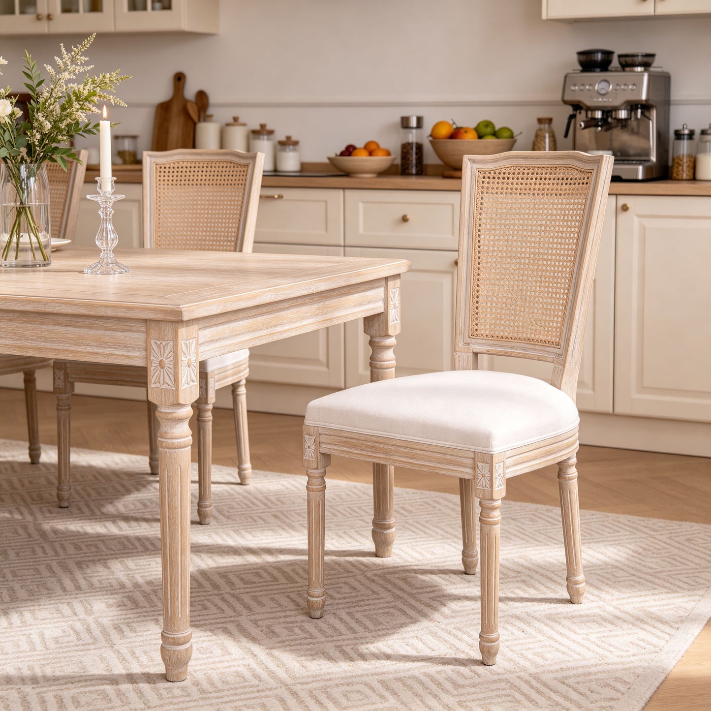 Upholstered Dining Chairs With T - Shaped Back (Set of 2) - Beige