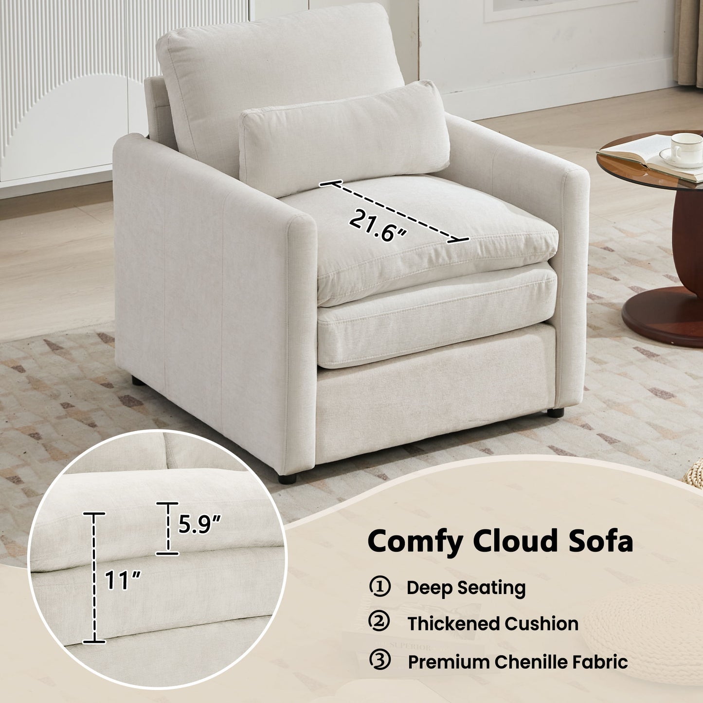 Cozy Upholstered Sofa Set For Living Room
