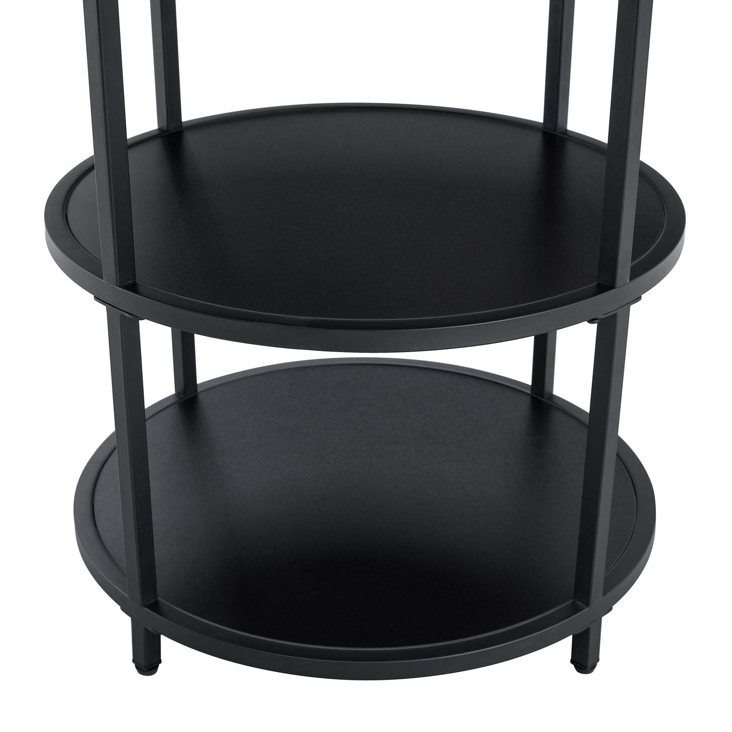 Diameter - Modern Splicing Circular Dining Table Double Layer Storage - Wood / Black